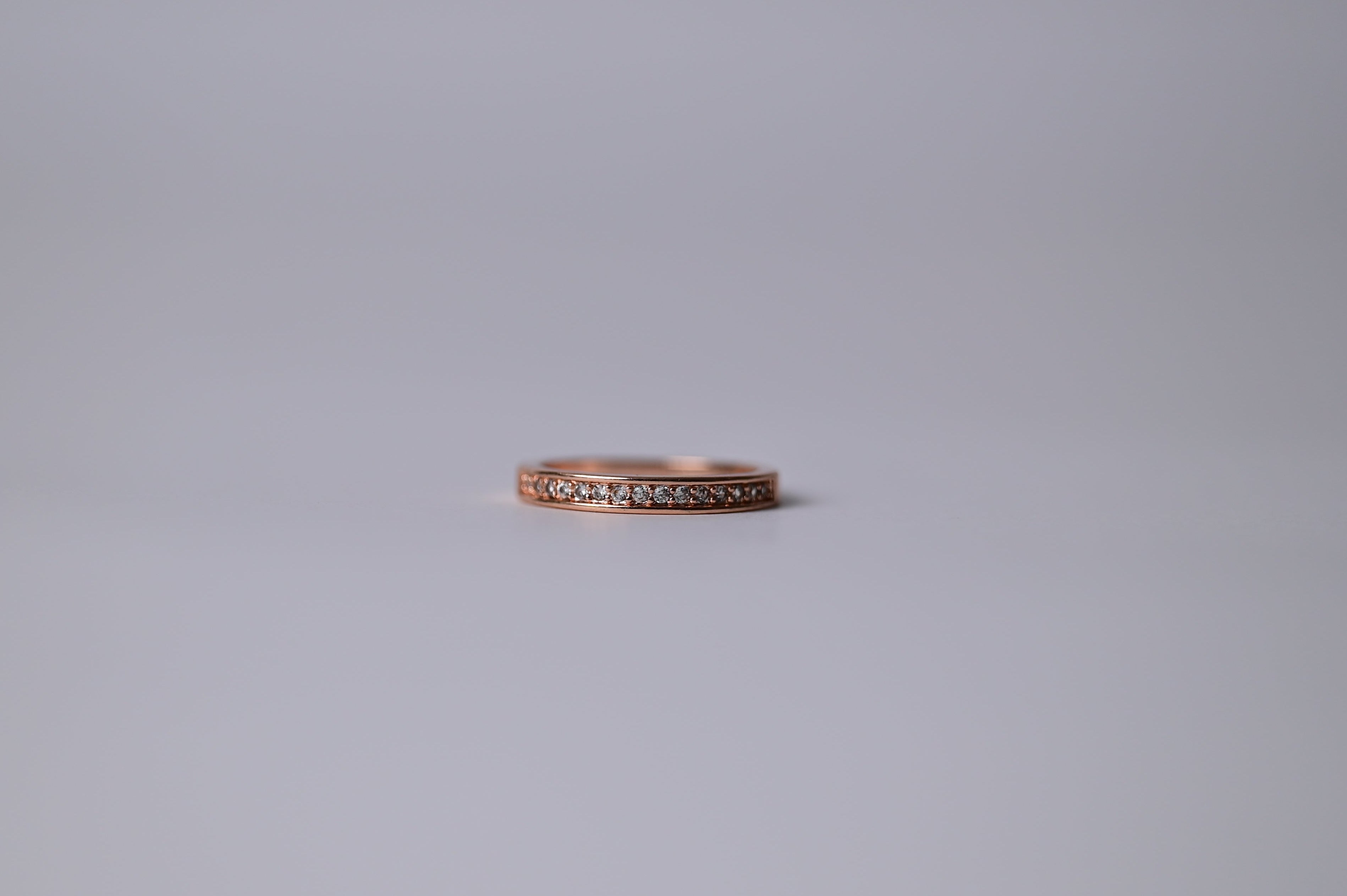 18K Gold Plated Ring with Rose tint and Rhinestones