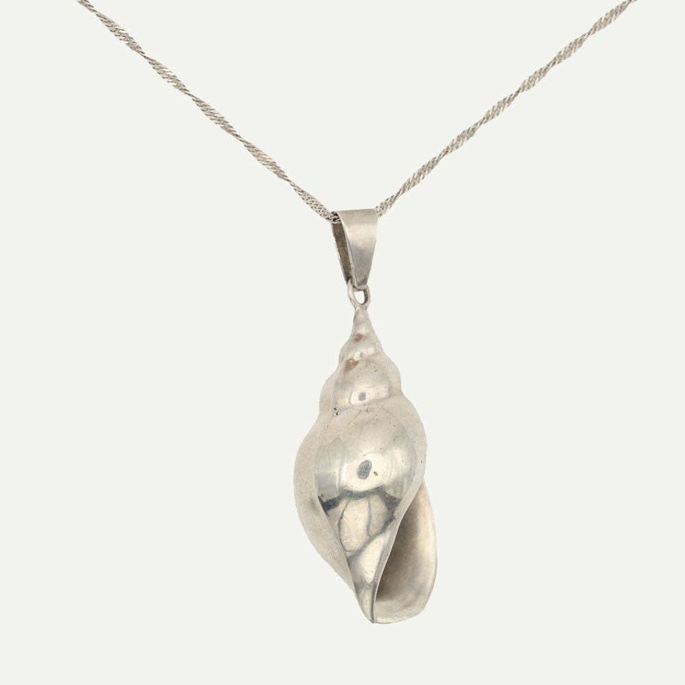 Vintage Sterling Silver Statement Seashell Necklace