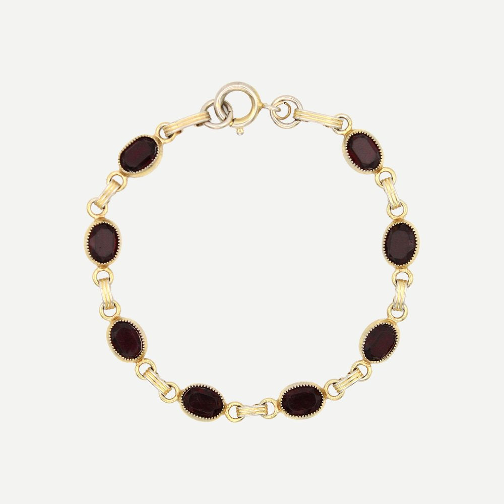 Vintage Gold-Filled Garnet Bezel Bracelet