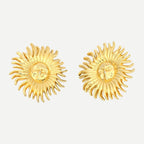 Vintage Gold Sun Statement Clip-On Earrings
