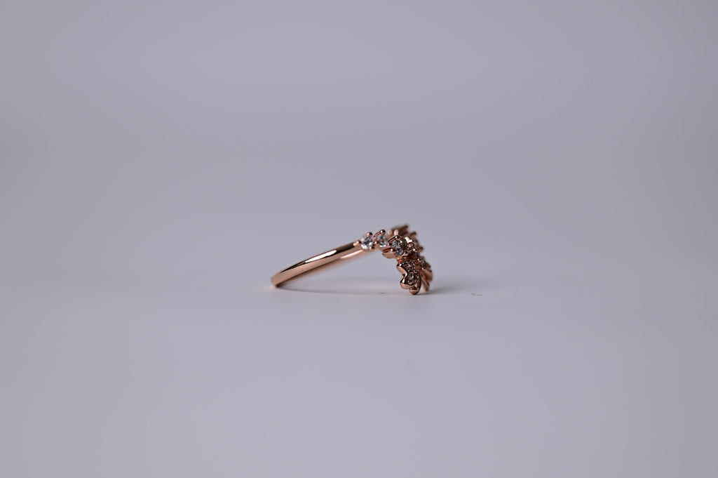 Rose Gold Butterly Ring with Rhinestones