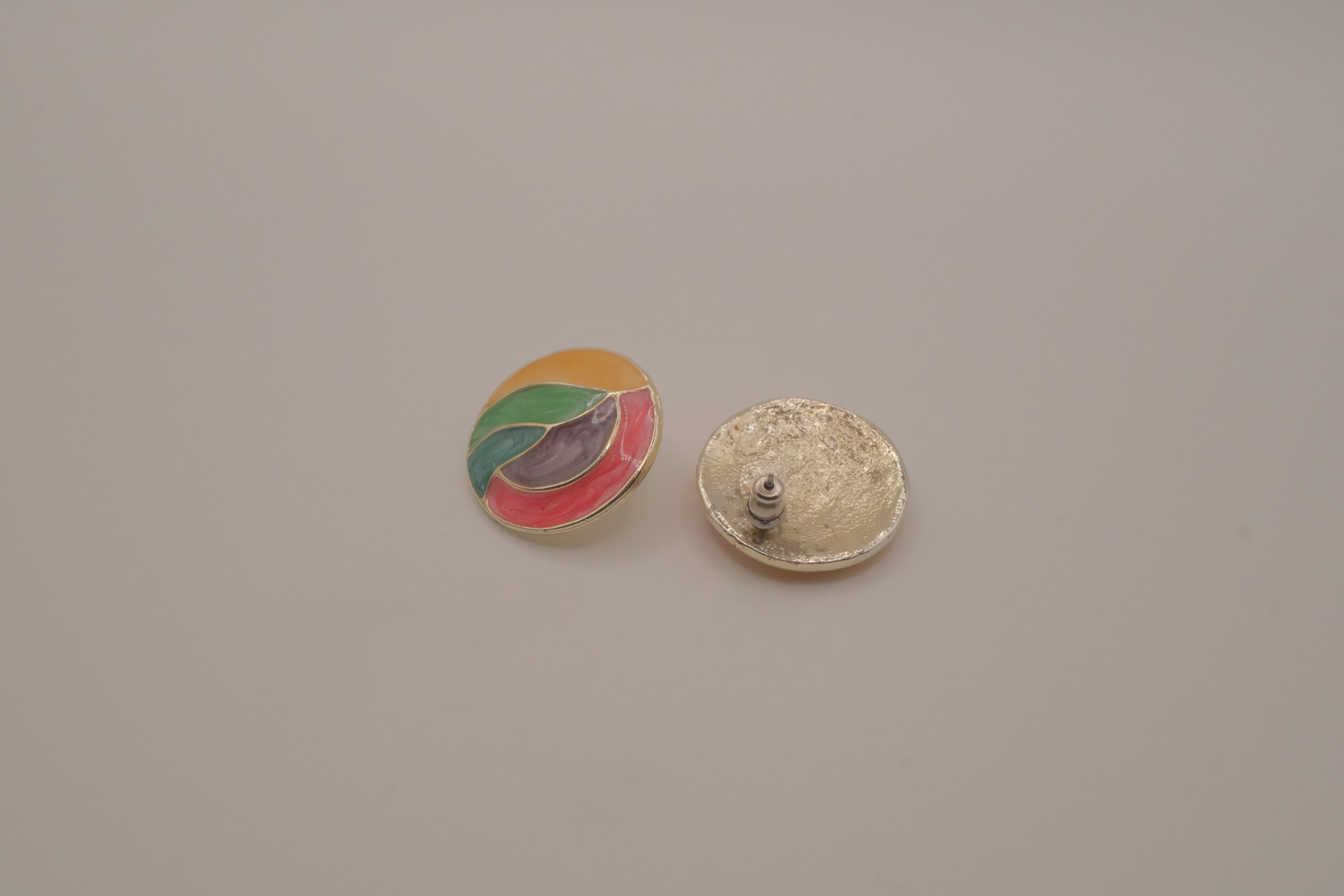 Vintage multi-color enamel statement earring