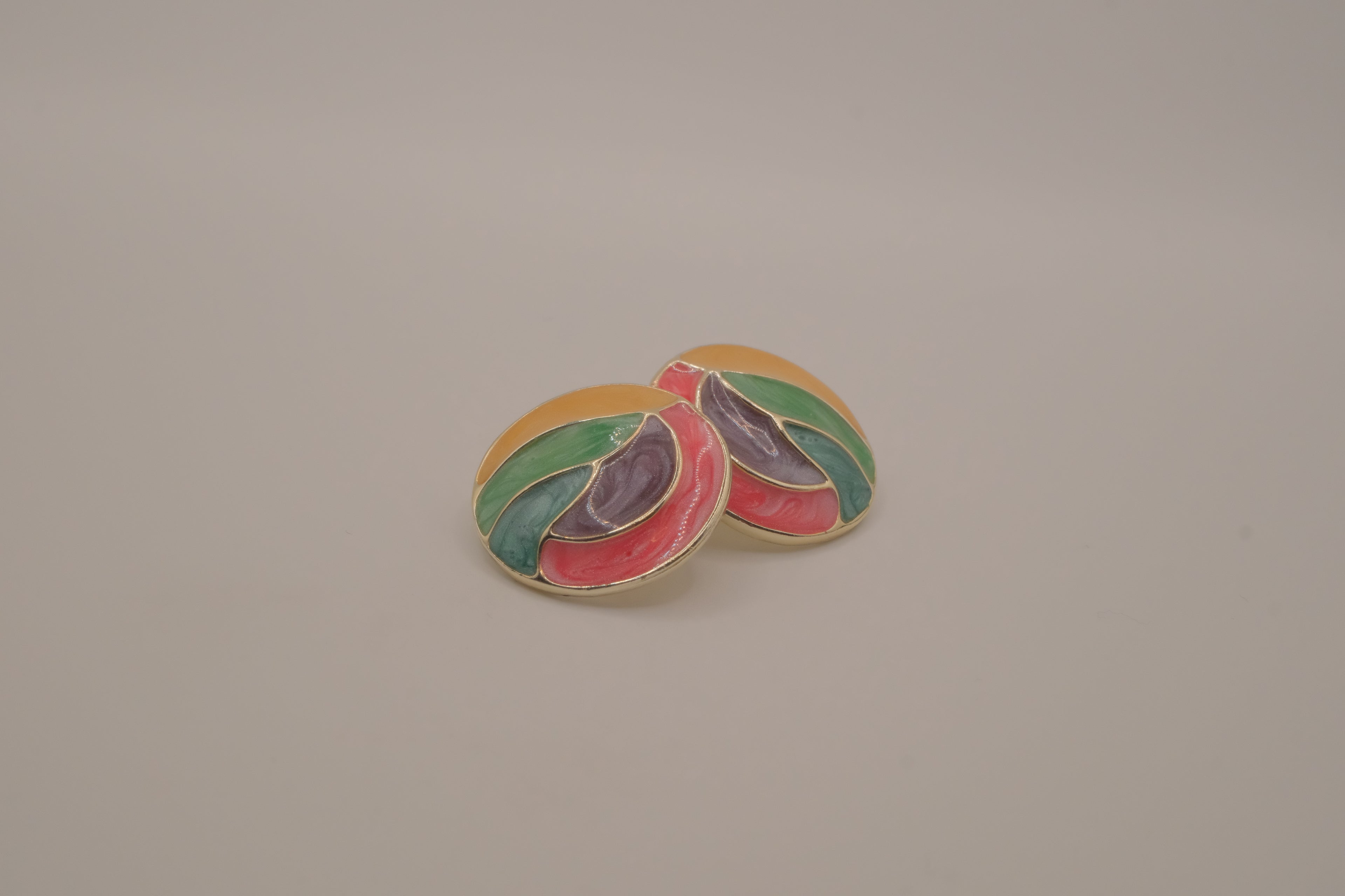 Vintage multi-color enamel statement earring