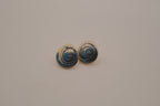 Vintage 1980s swirl enamel button stud earrings