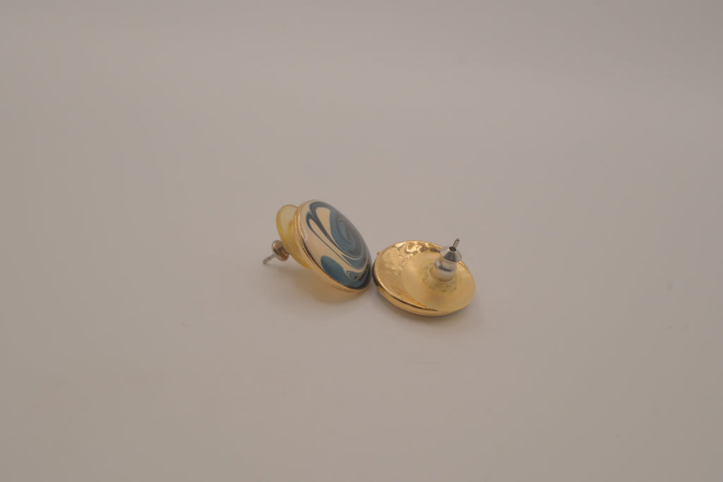Vintage 1980s swirl enamel button stud earrings