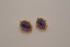 Vintage oval purple cabochon earrings
