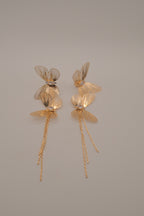 Long tassel butterfly drop earrings