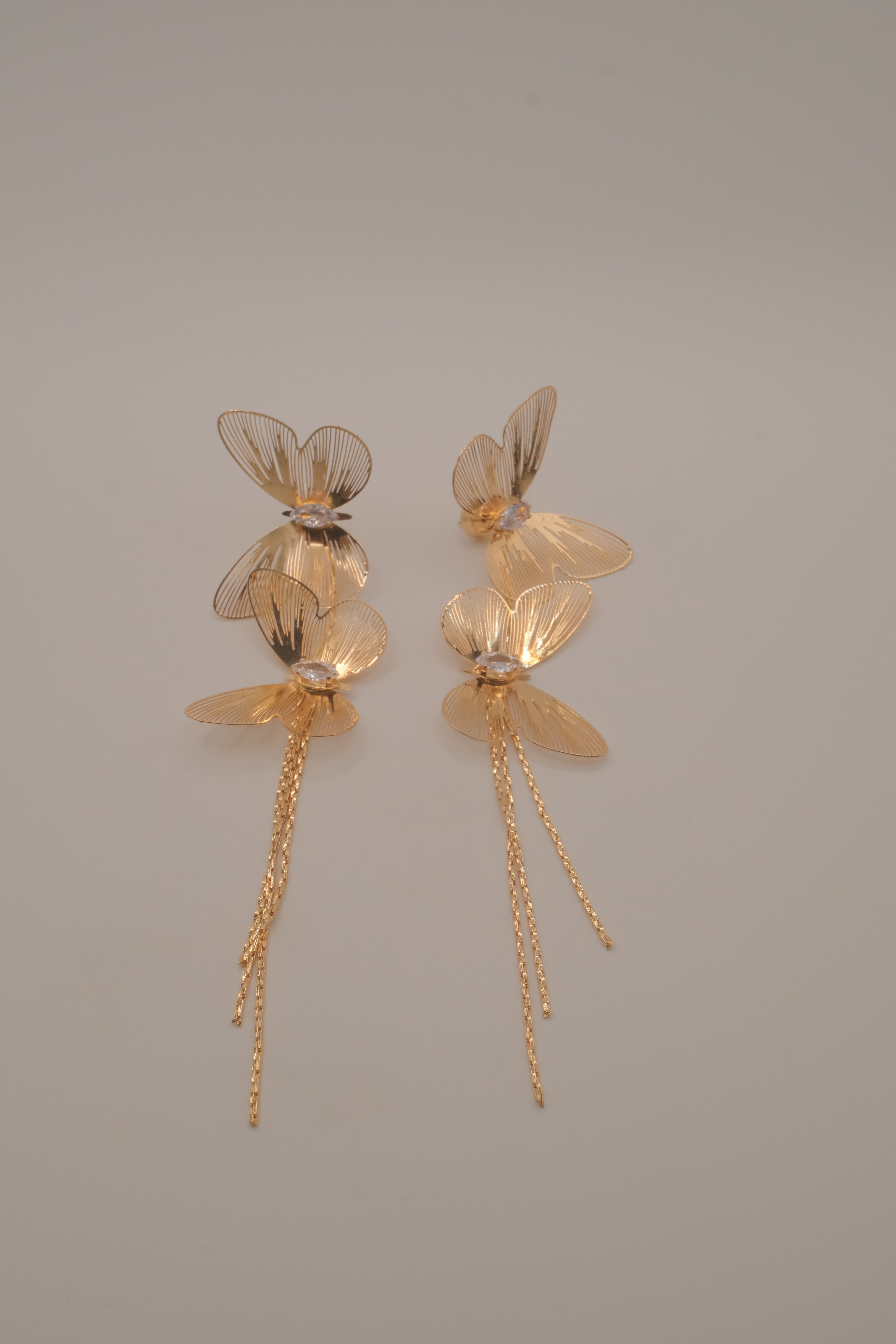 Long tassel butterfly drop earrings