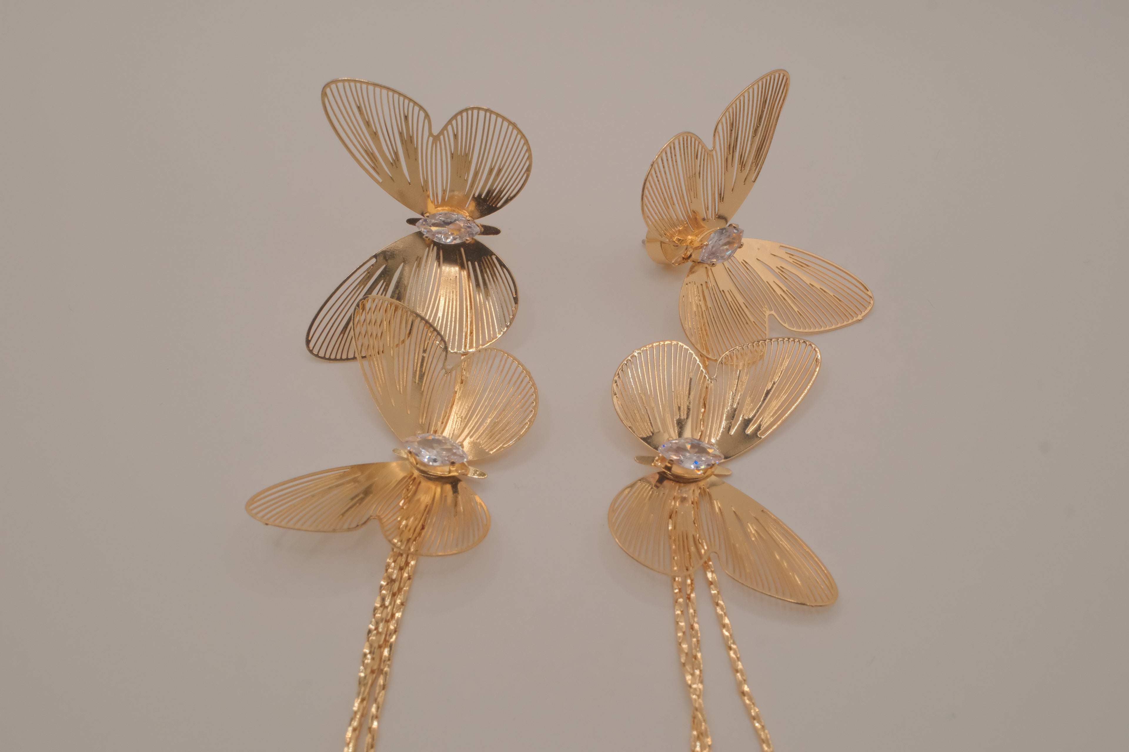 Long tassel butterfly drop earrings