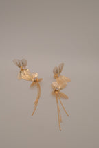 Long tassel butterfly drop earrings