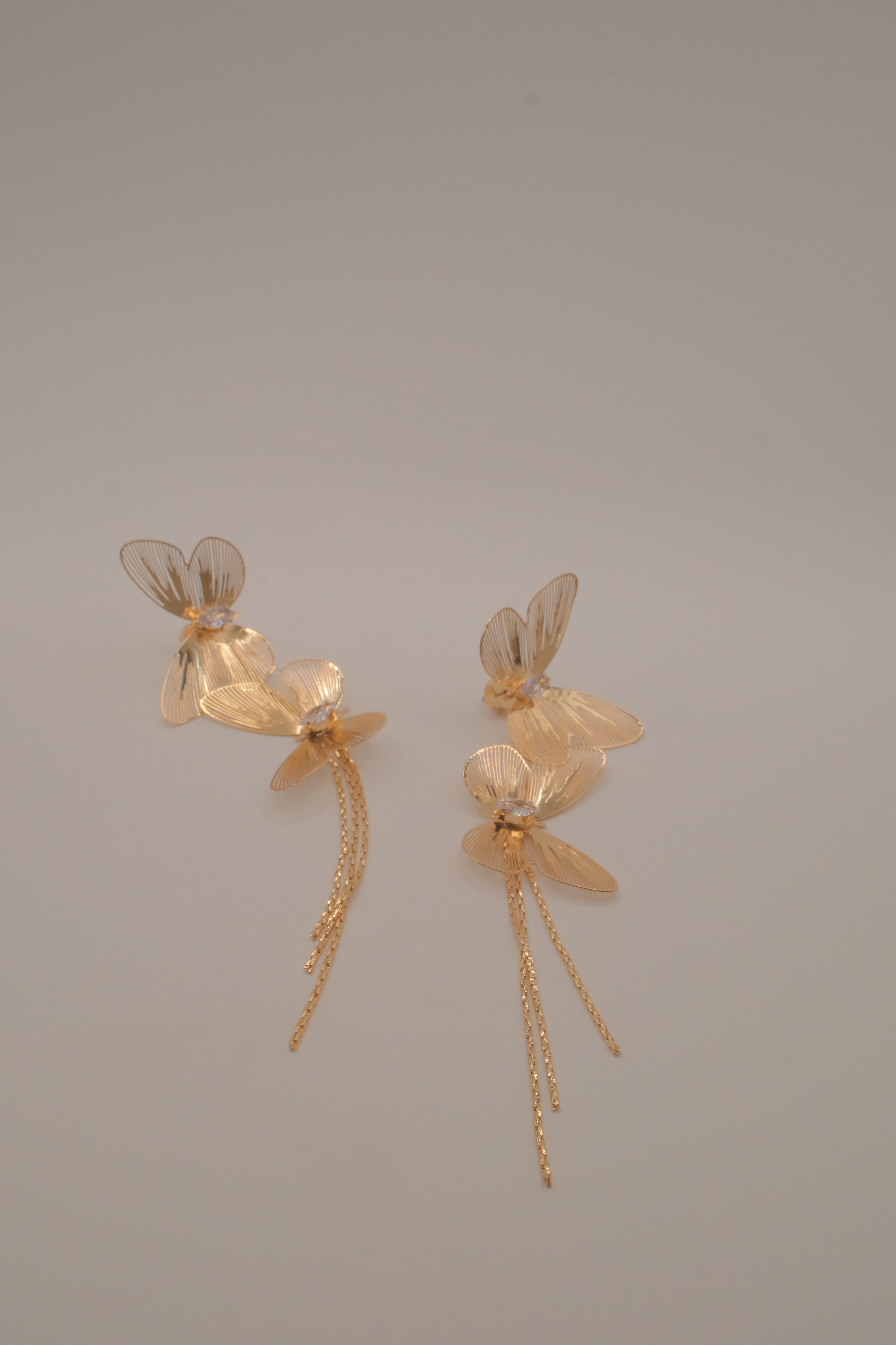 Long tassel butterfly drop earrings