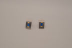 FAC dual-tone rectangular post earrings