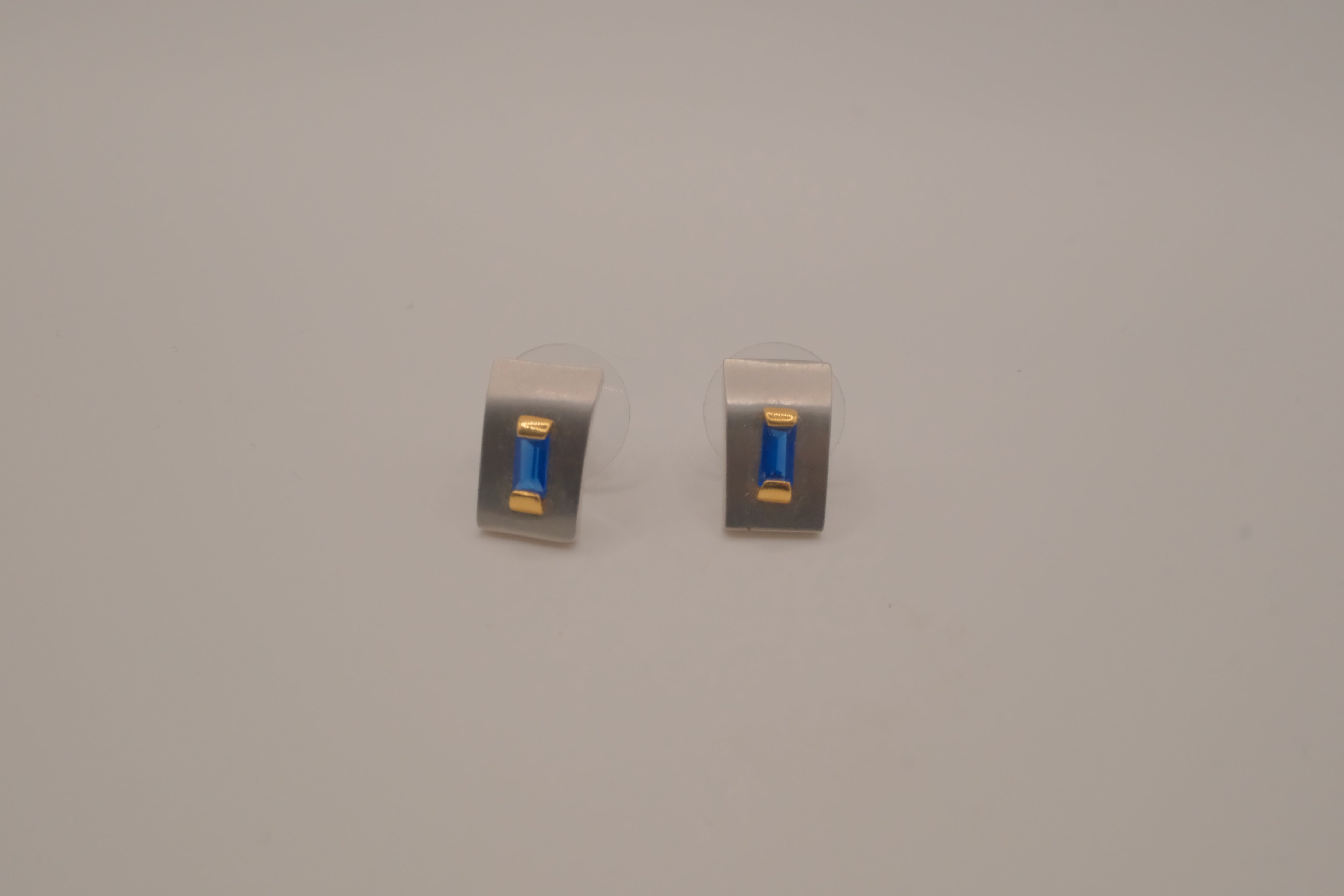 FAC dual-tone rectangular post earrings