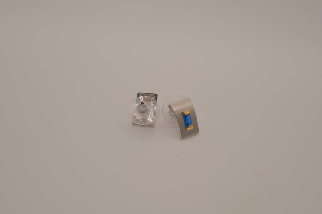 FAC dual-tone rectangular post earrings