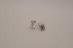 FAC dual-tone rectangular post earrings