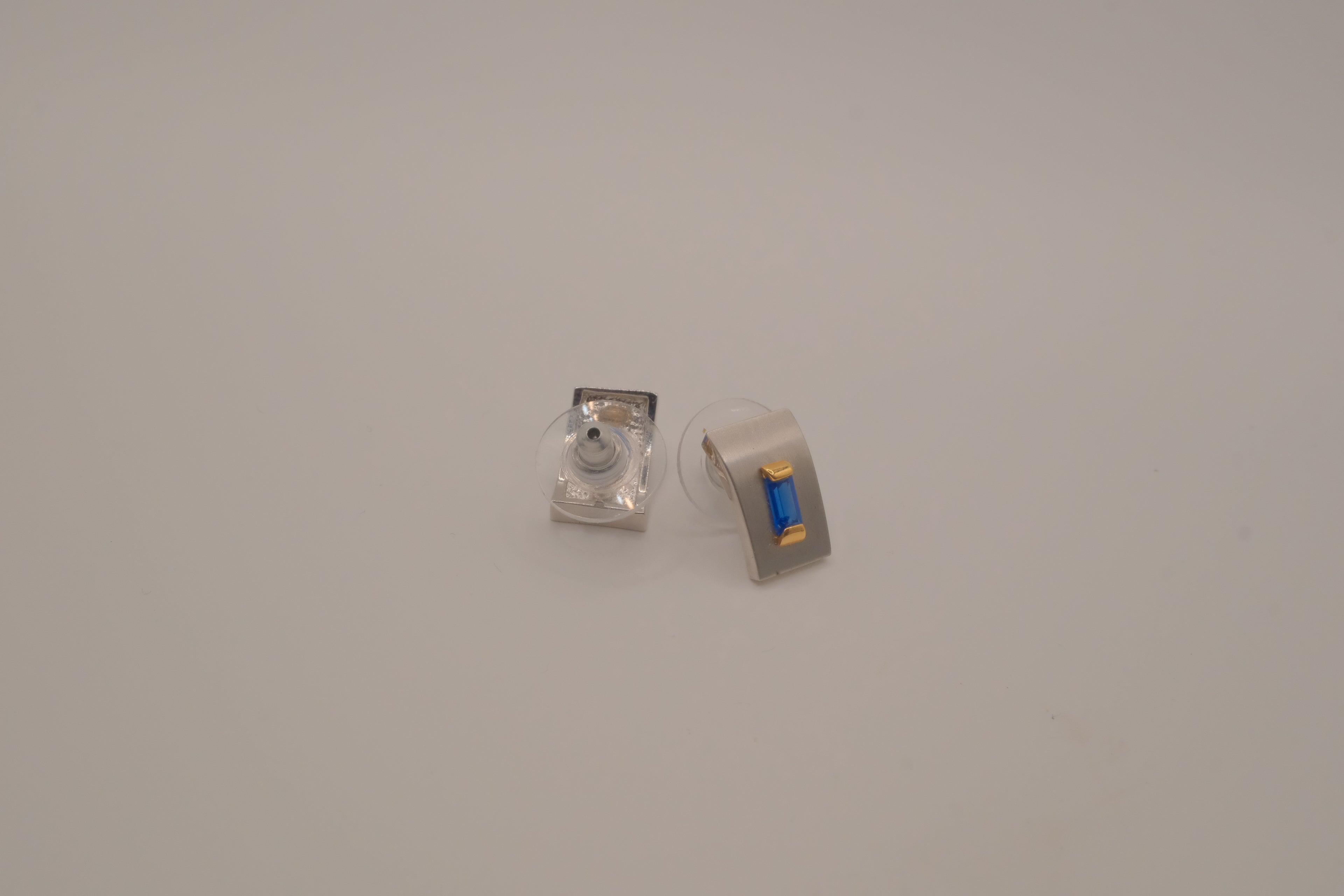 FAC dual-tone rectangular post earrings