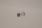 FAC dual-tone rectangular post earrings