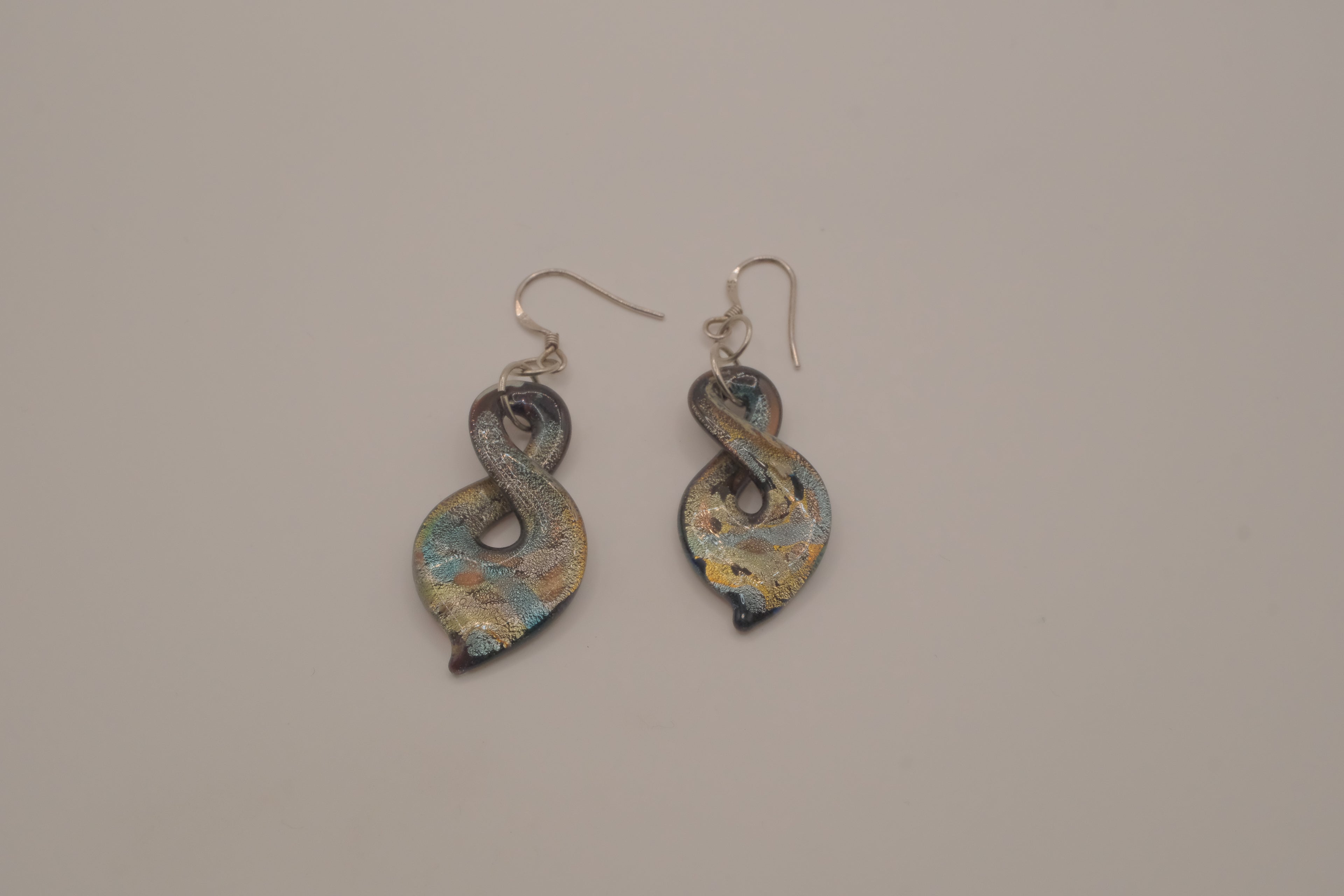 Murano-inspired art glass dangle earrings
