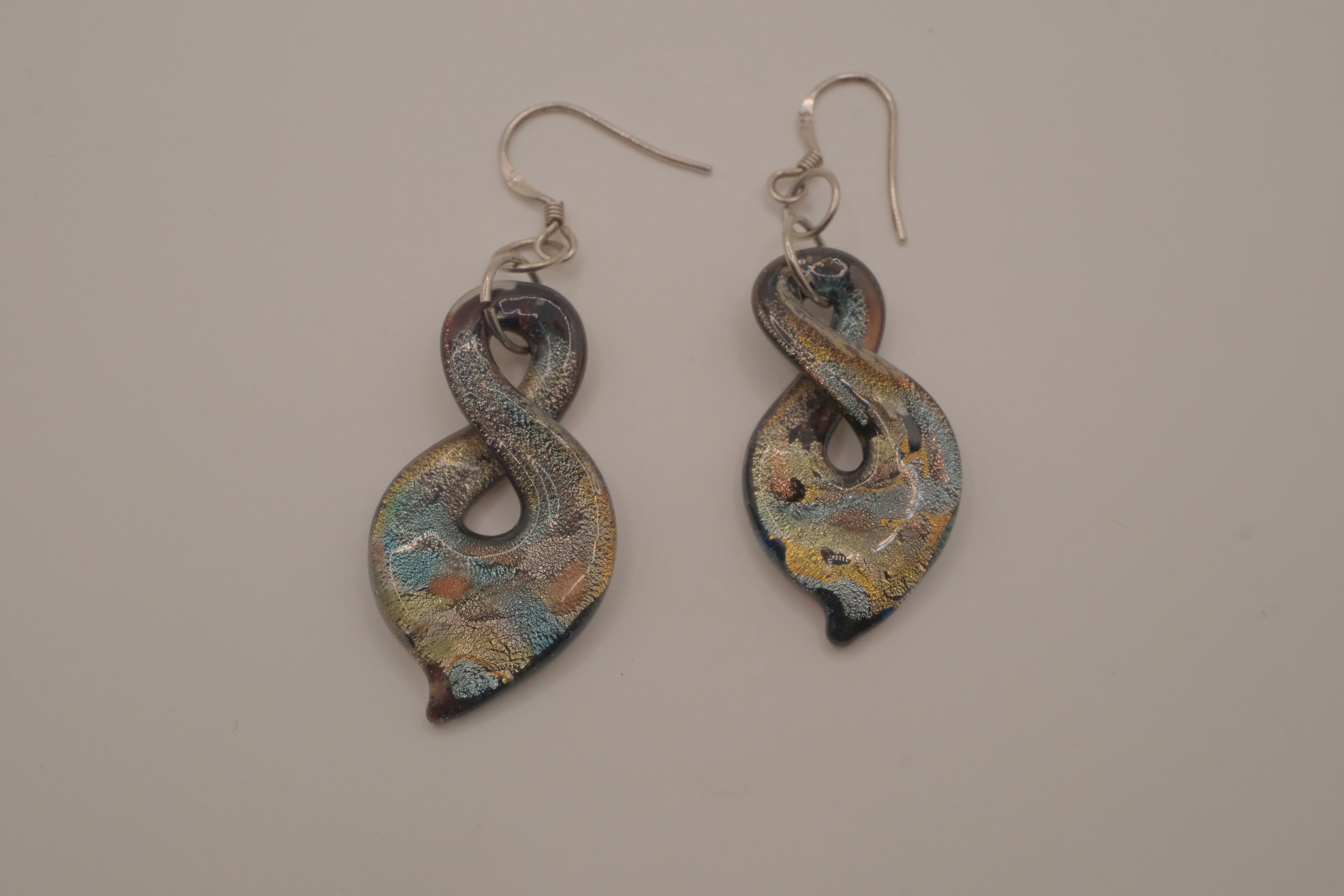 Murano-inspired art glass dangle earrings