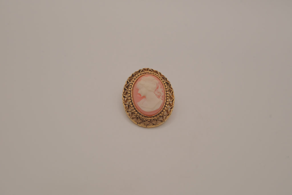 Vintage Pink cameo brooch