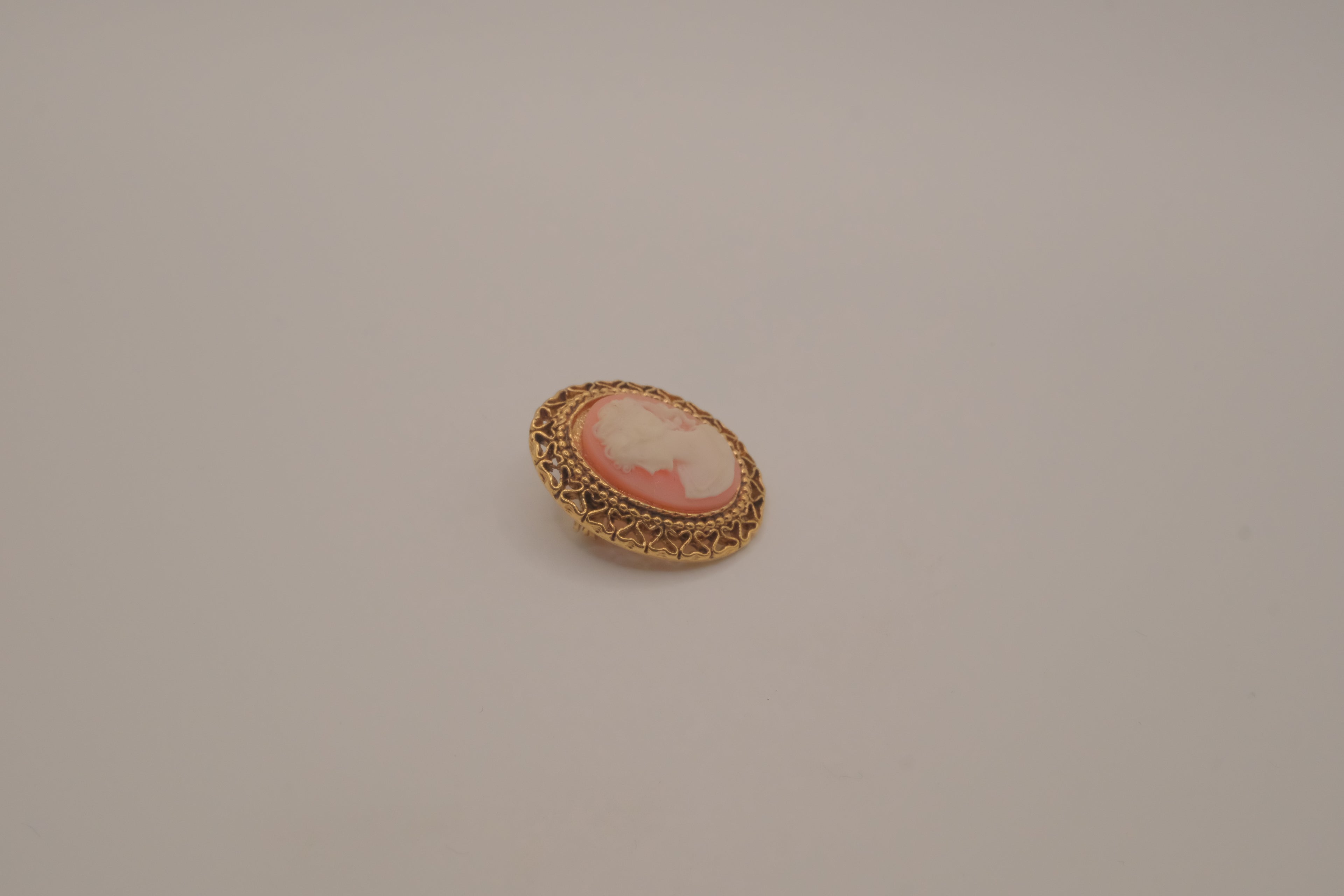 Vintage Pink cameo brooch