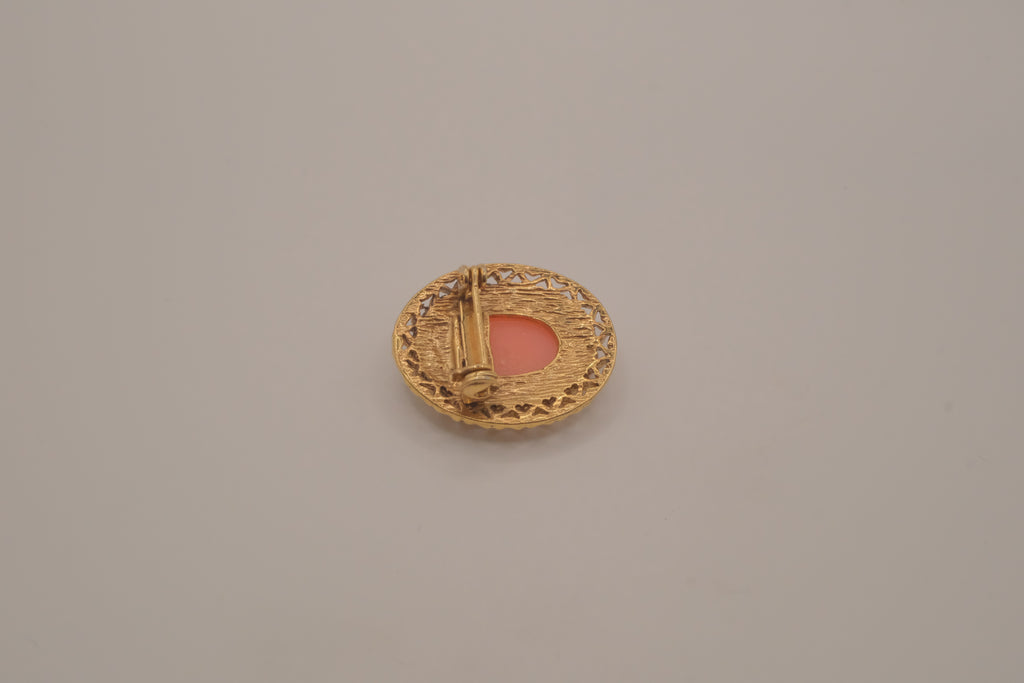 Vintage Pink cameo brooch