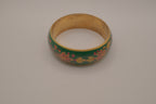 Vintage enamel and brass floral bangle bracelet