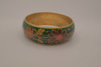 Vintage enamel and brass floral bangle bracelet