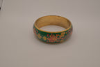 Vintage enamel and brass floral bangle bracelet