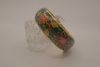 Vintage enamel and brass floral bangle bracelet