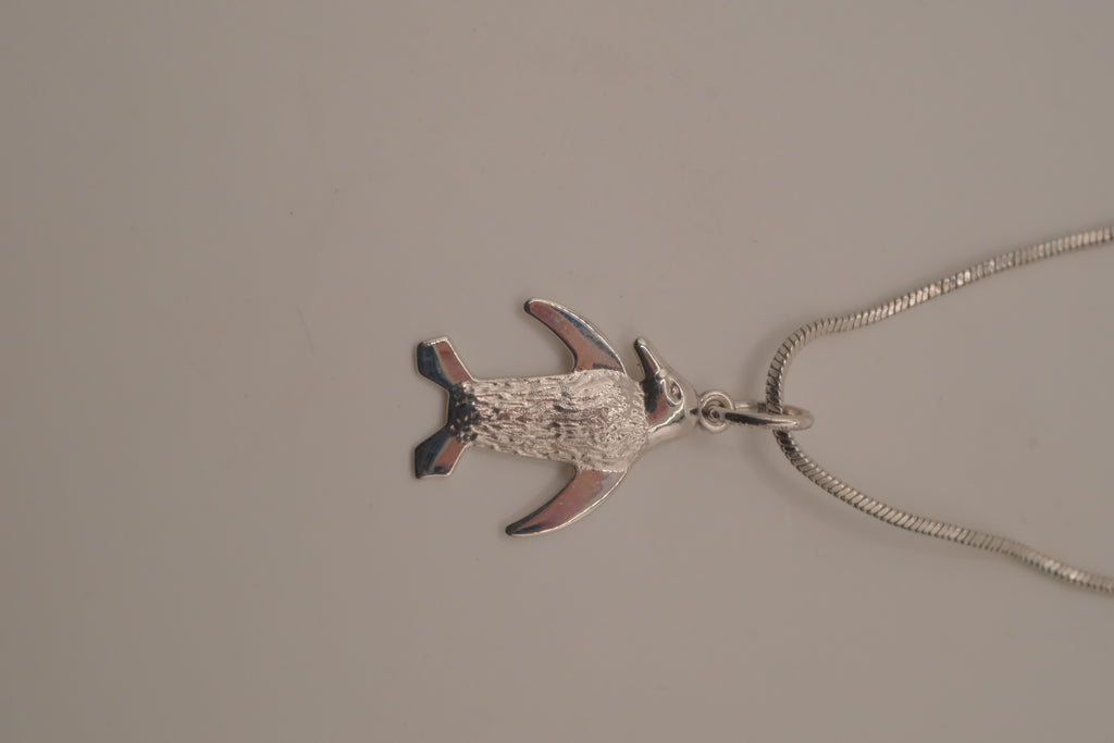 Sterling silver penguin pendant necklace