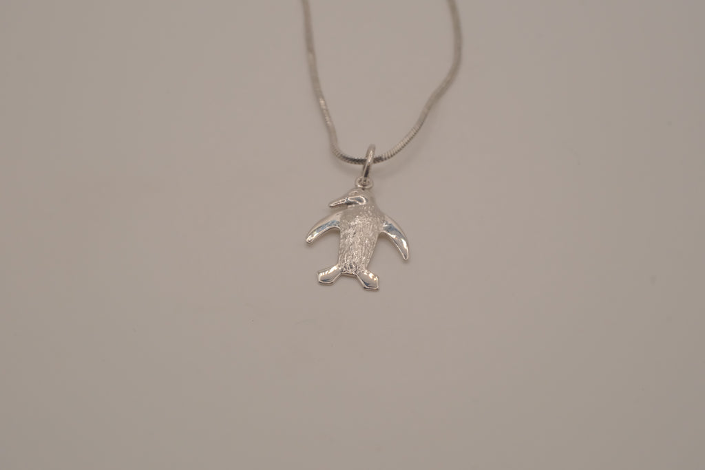 Sterling silver penguin pendant necklace