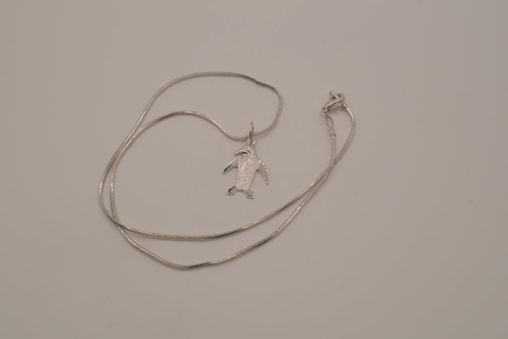 Sterling silver penguin pendant necklace