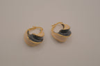 Vintage two-tone enamel twisted hoop earrings