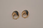 Vintage two-tone enamel twisted hoop earrings