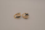Vintage two-tone enamel twisted hoop earrings