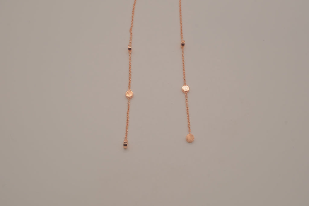 Rose Gold long dangle threader chain earrings