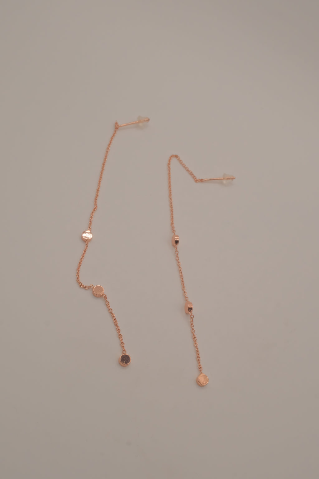 Rose Gold long dangle threader chain earrings