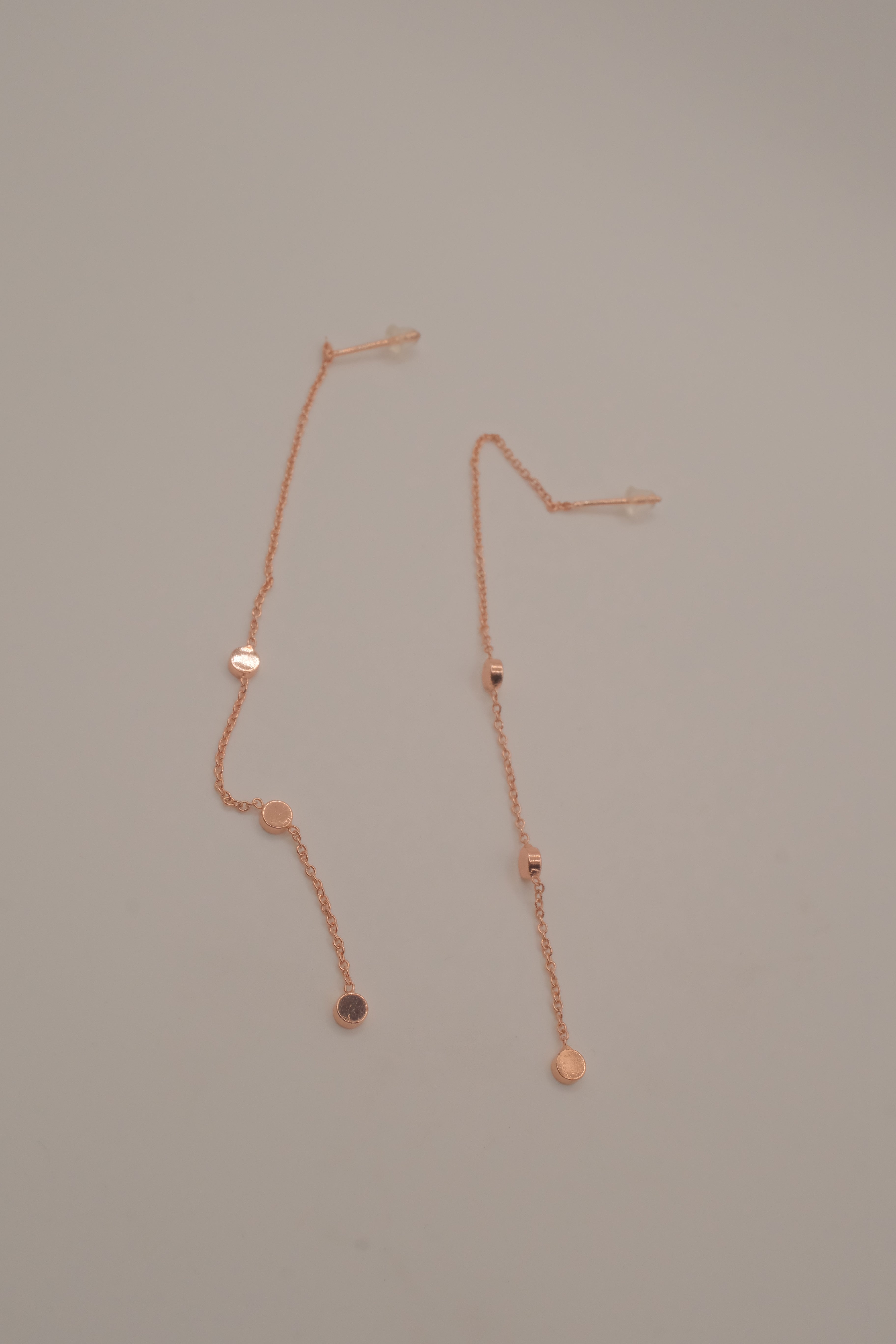 Rose Gold long dangle threader chain earrings