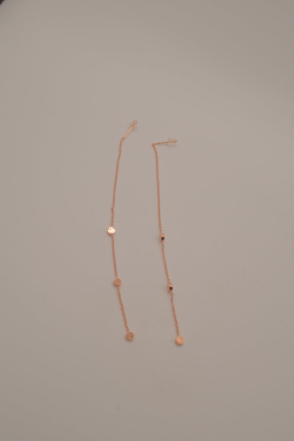 Rose Gold long dangle threader chain earrings