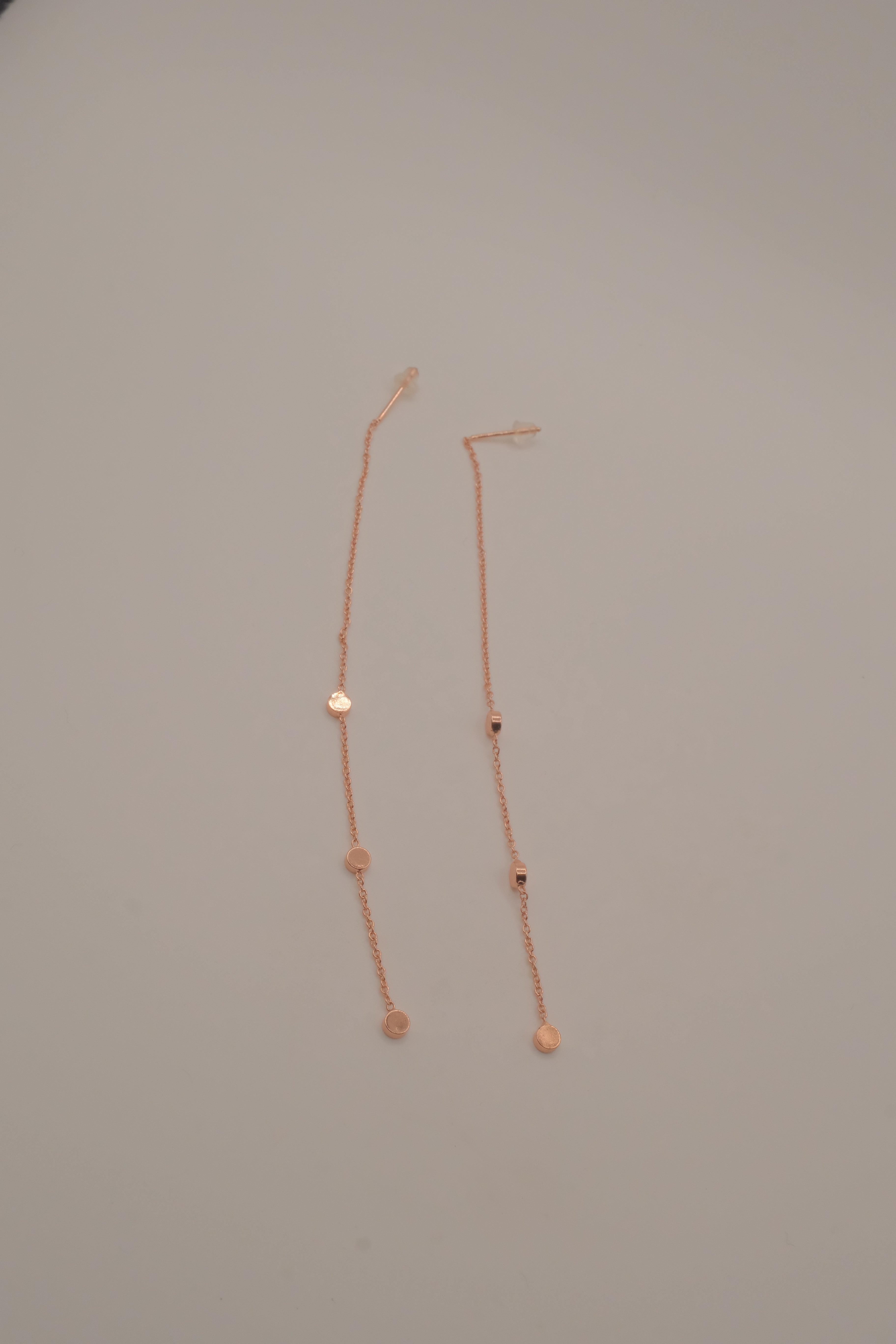 Rose Gold long dangle threader chain earrings
