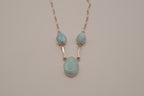 Larimar three-stone sterling silver drop necklace