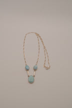 Larimar three-stone sterling silver drop necklace