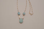 Larimar three-stone sterling silver drop necklace