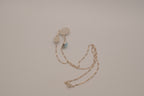 Larimar three-stone sterling silver drop necklace
