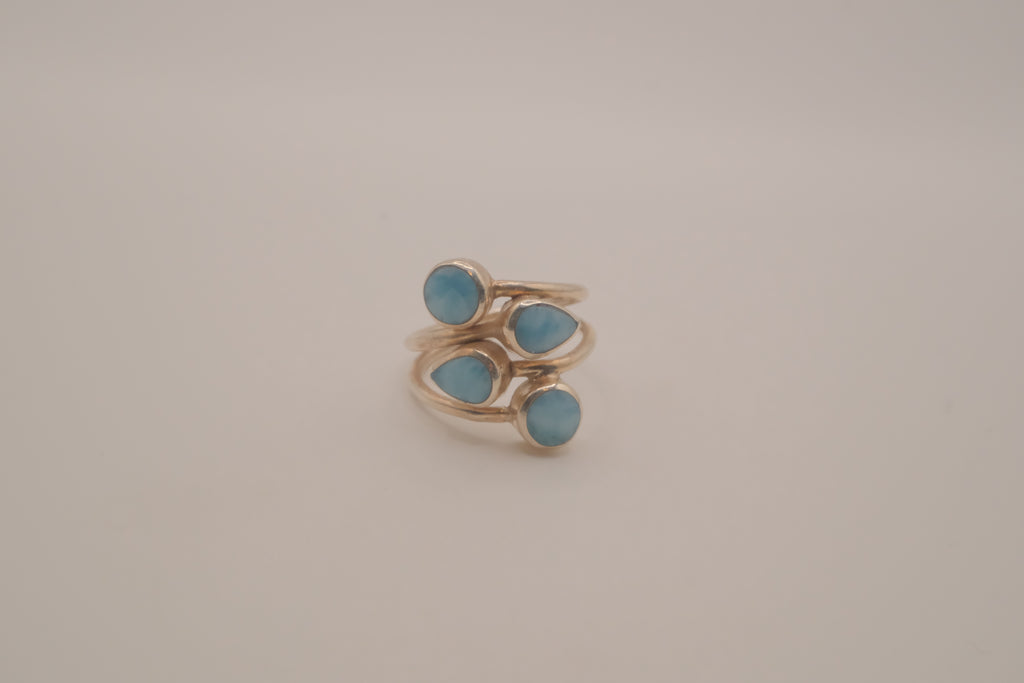 Sterling silver multi-stone Larimar ring