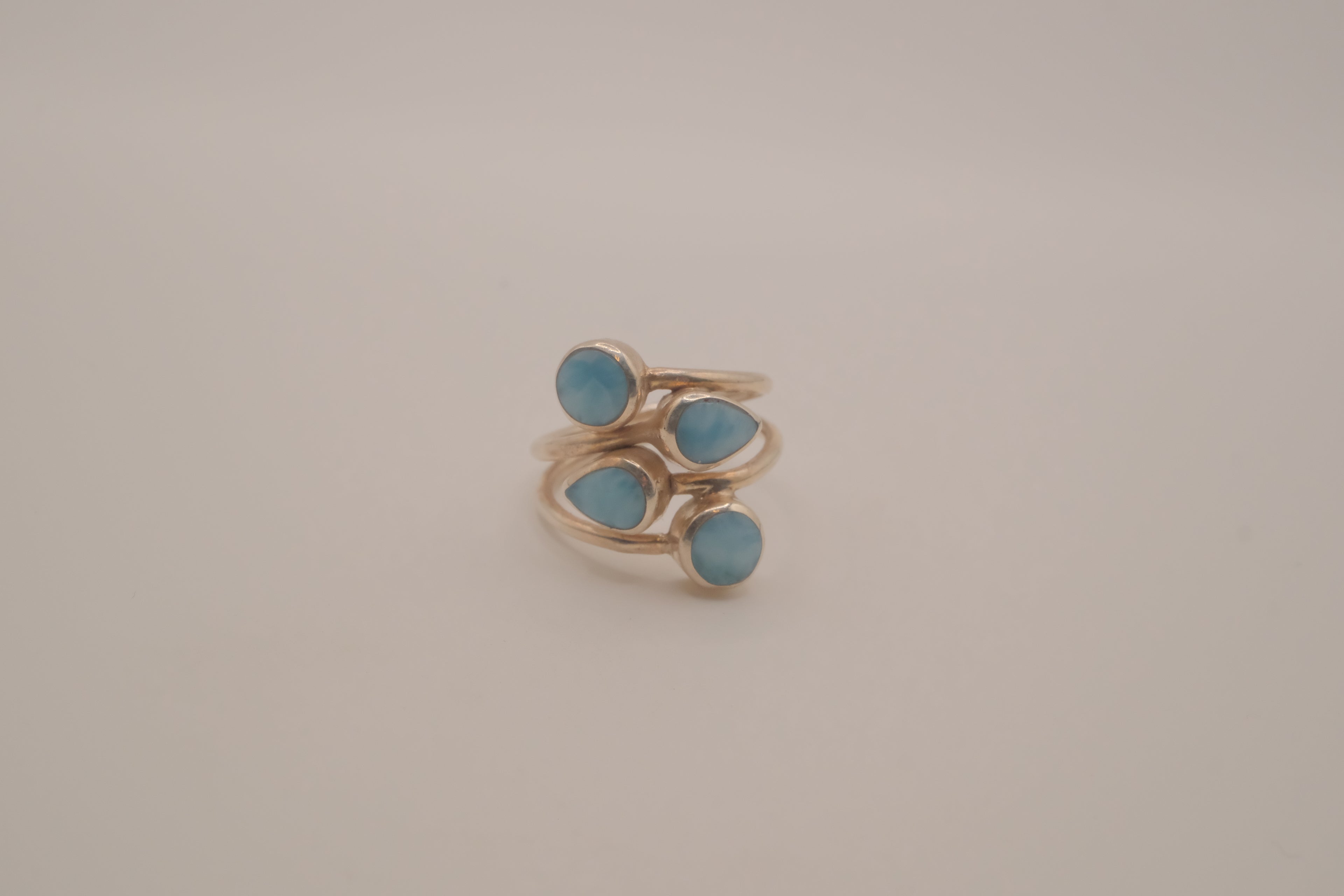 Sterling silver multi-stone Larimar ring