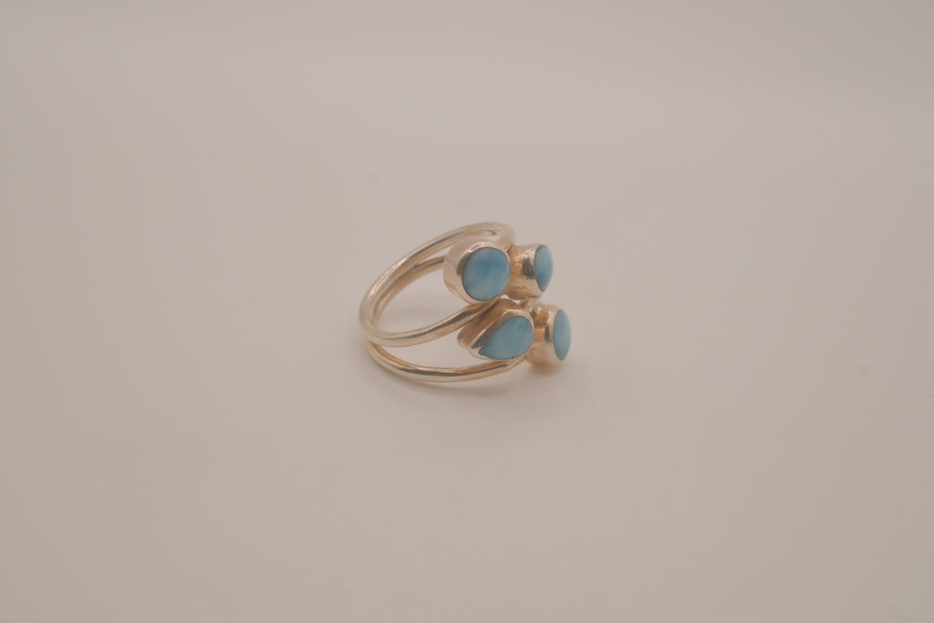 Sterling silver multi-stone Larimar ring