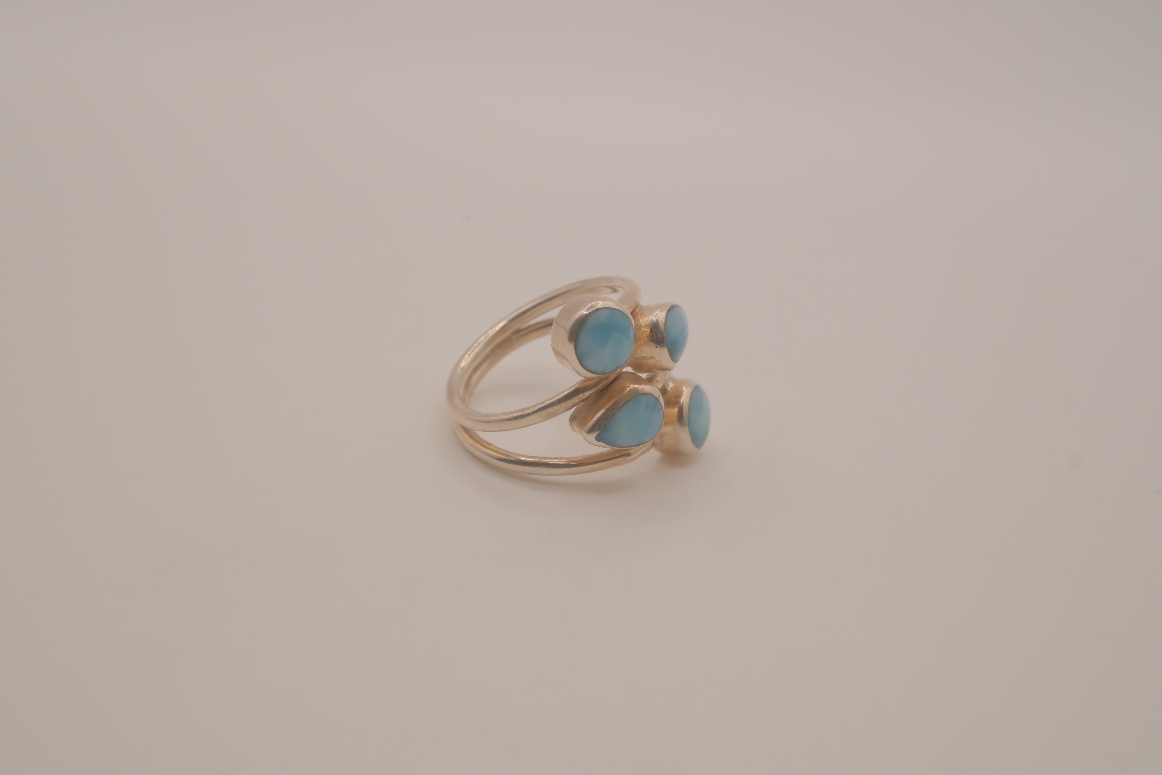 Sterling silver multi-stone Larimar ring
