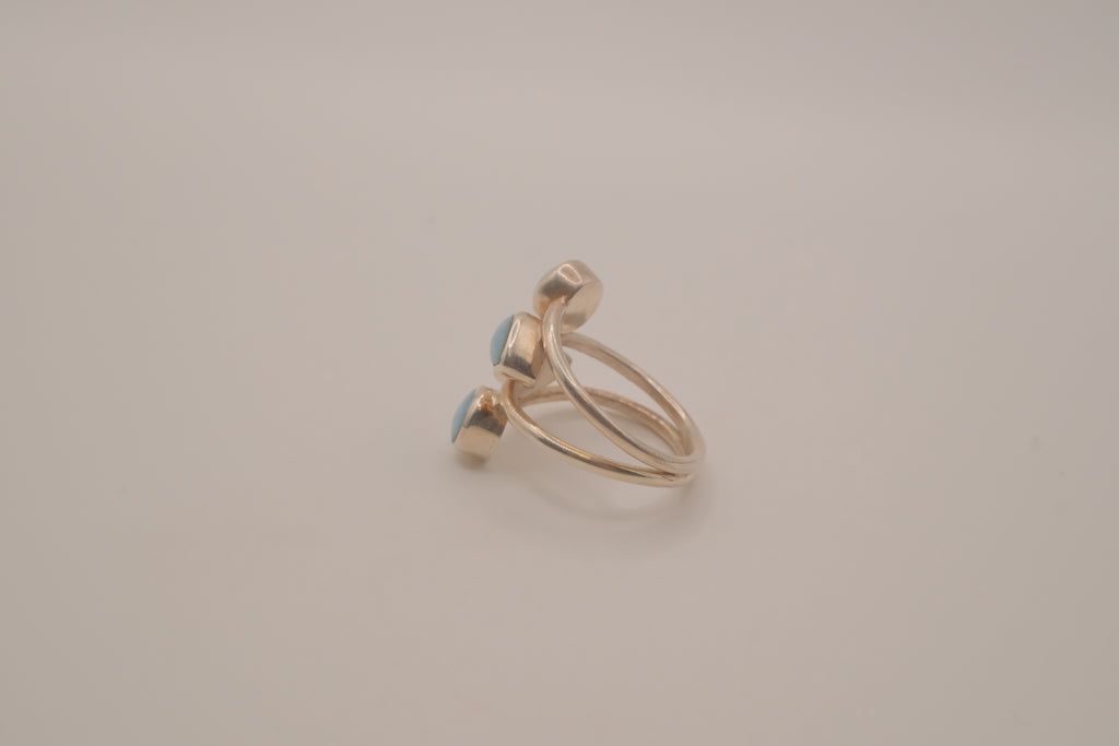Sterling silver multi-stone Larimar ring